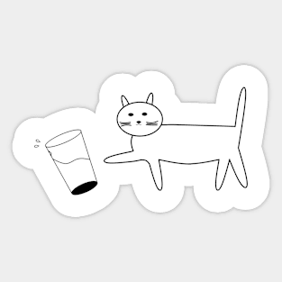 Cat knocking over water Sticker